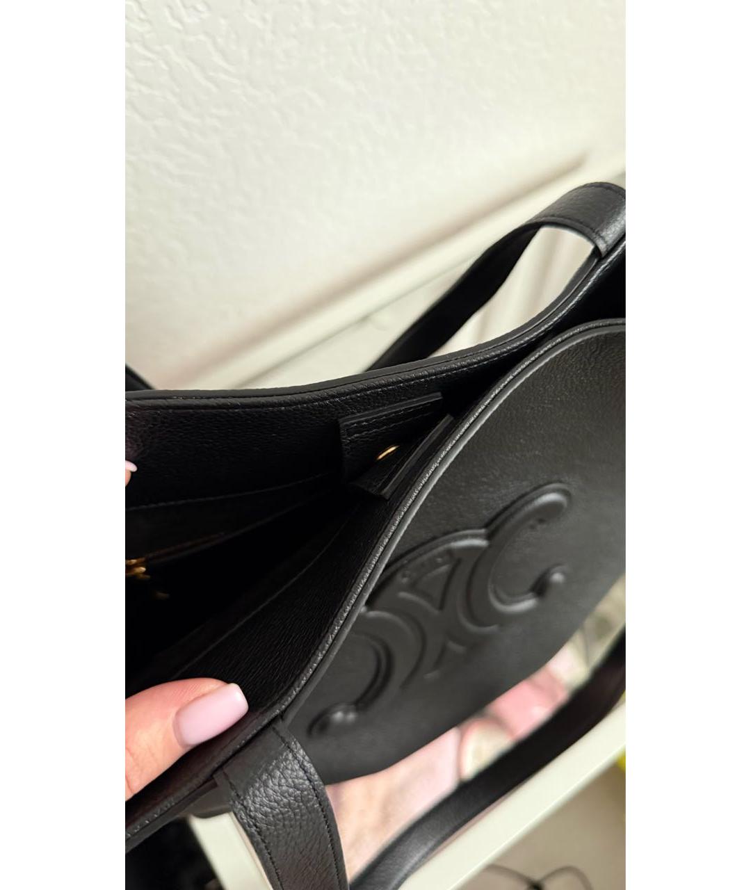 CELINE Черная кожаная сумка тоут, фото 4