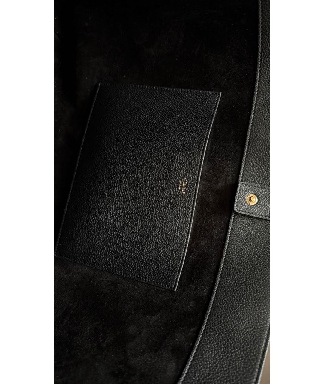 CELINE Черная кожаная сумка тоут, фото 6