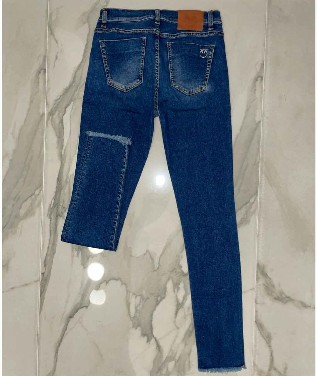 PINKO Синие хлопко-эластановые джинсы слим, фото 4