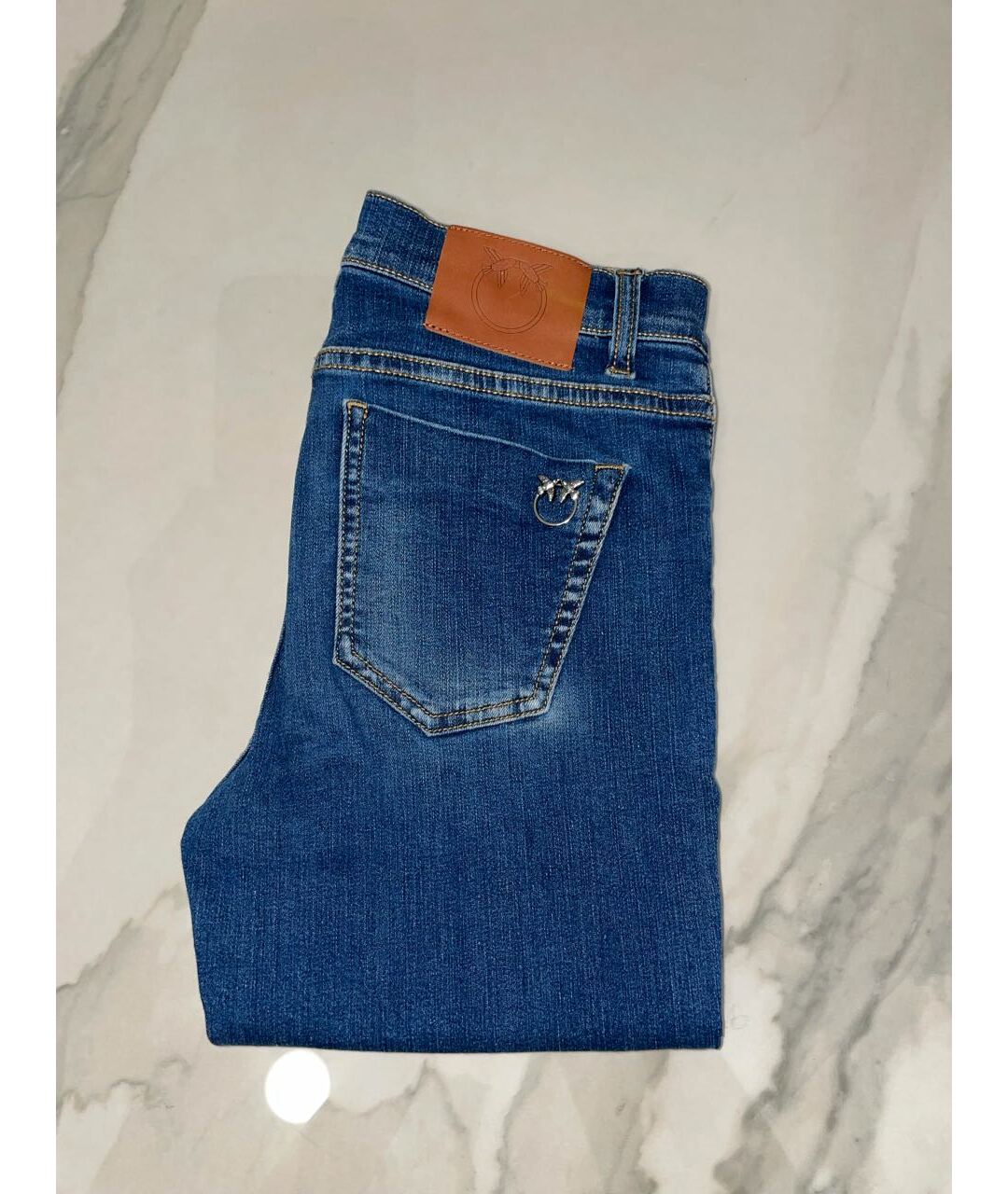 PINKO Синие хлопко-эластановые джинсы слим, фото 3