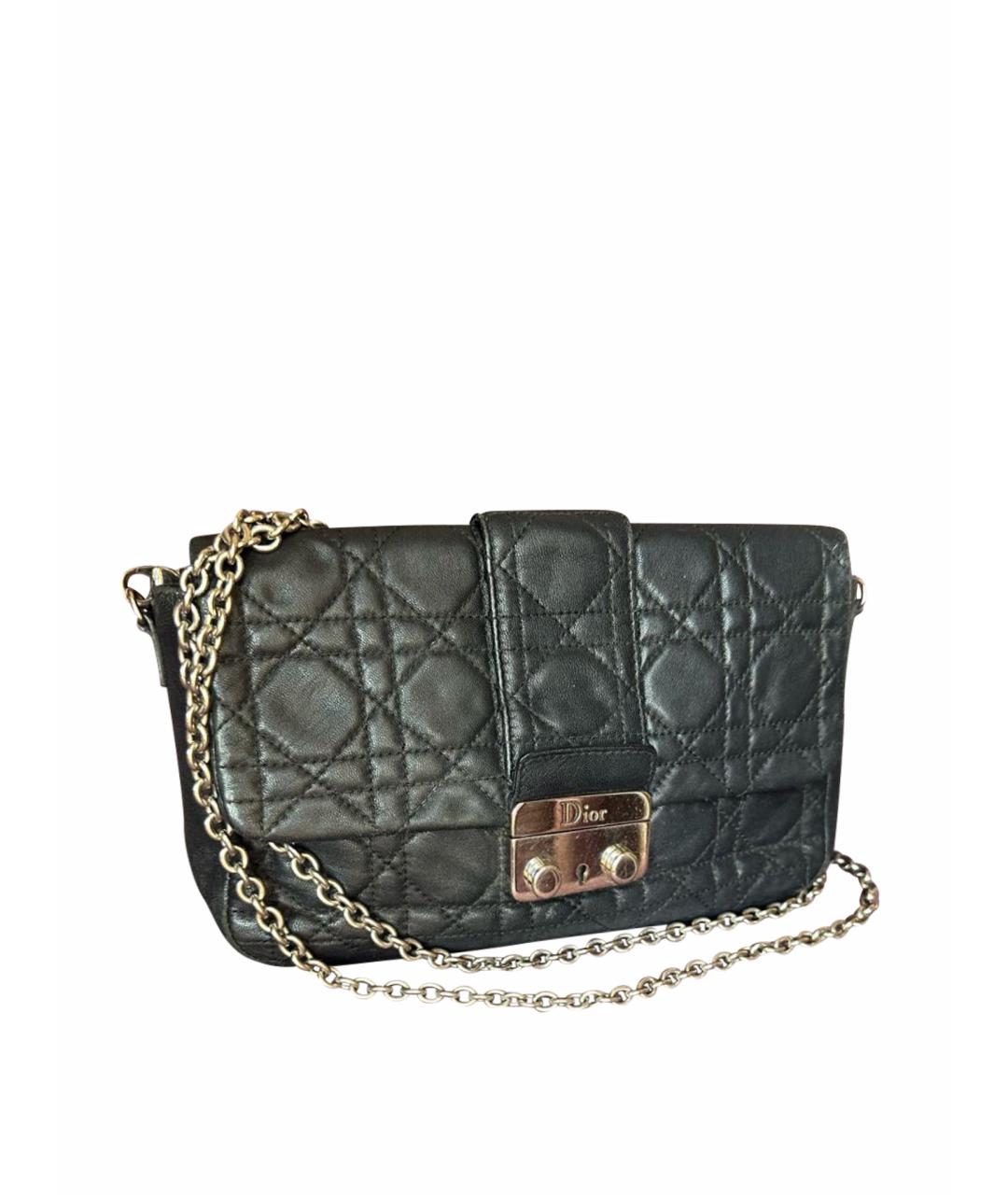 CHRISTIAN DIOR Черная кожаная сумка через плечо, фото 1
