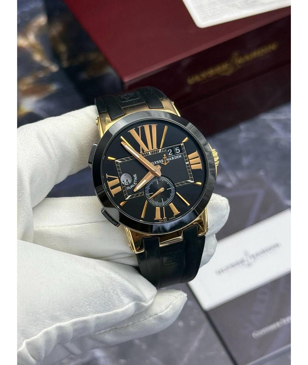 Ulysse Nardin Черные часы из розового золота, фото 3