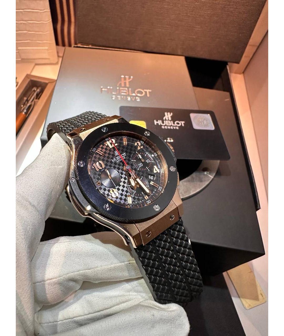 HUBLOT Черные часы из розового золота, фото 6