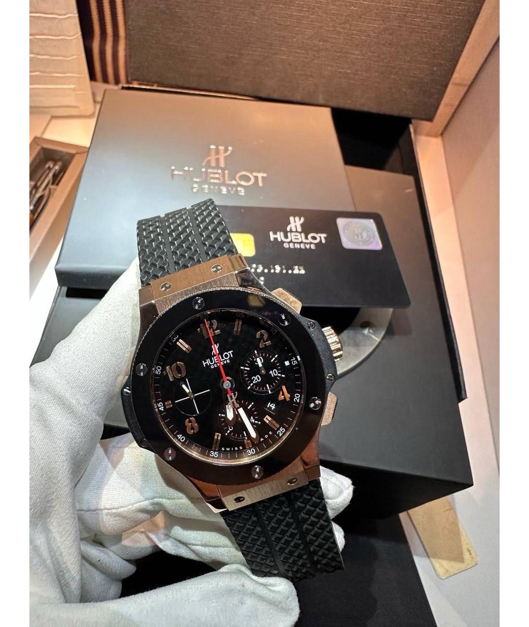 HUBLOT Черные часы из розового золота, фото 5