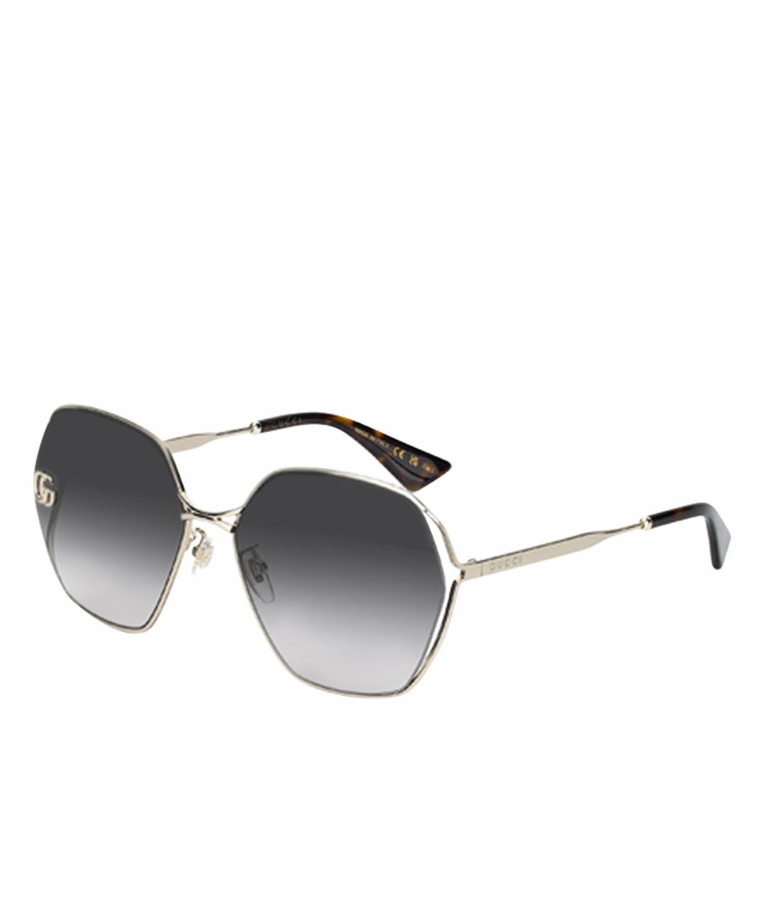 GUCCI Золотые металлические солнцезащитные очки, фото 1
