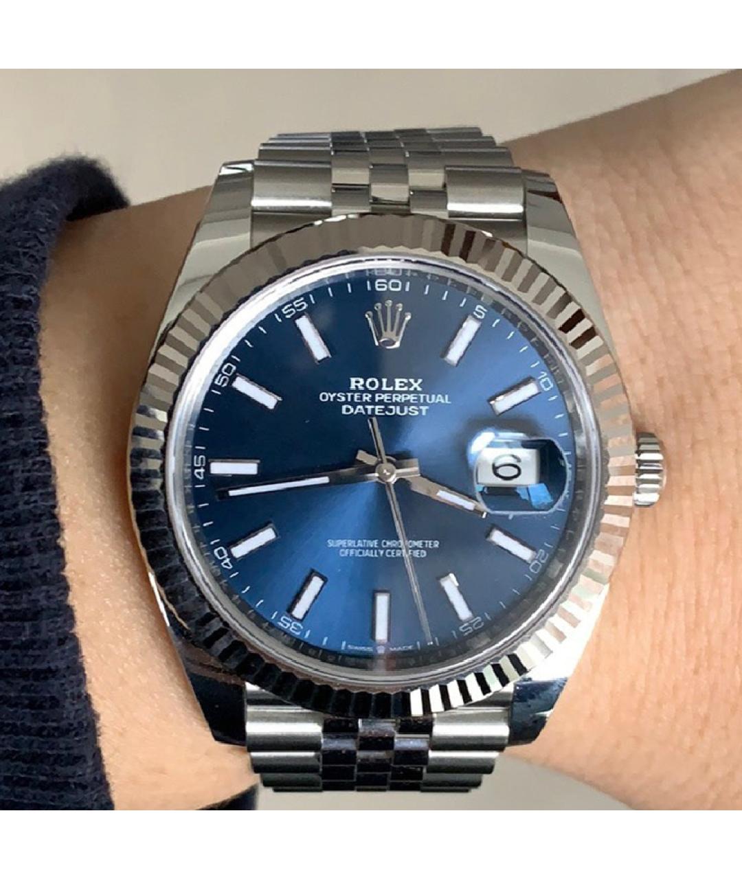 ROLEX Синие часы из белого золота, фото 3