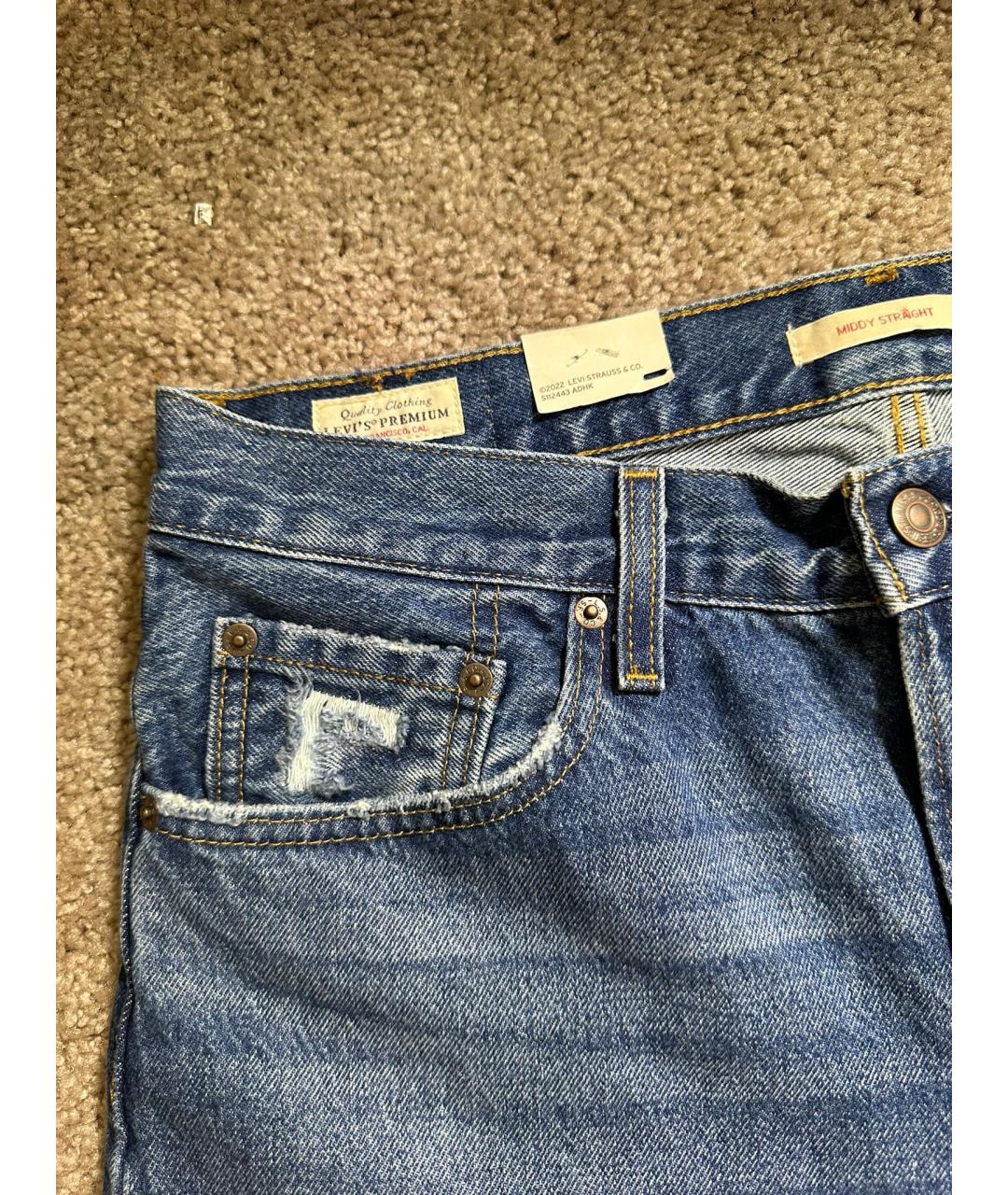 LEVI'S Синие хлопковые прямые джинсы, фото 4