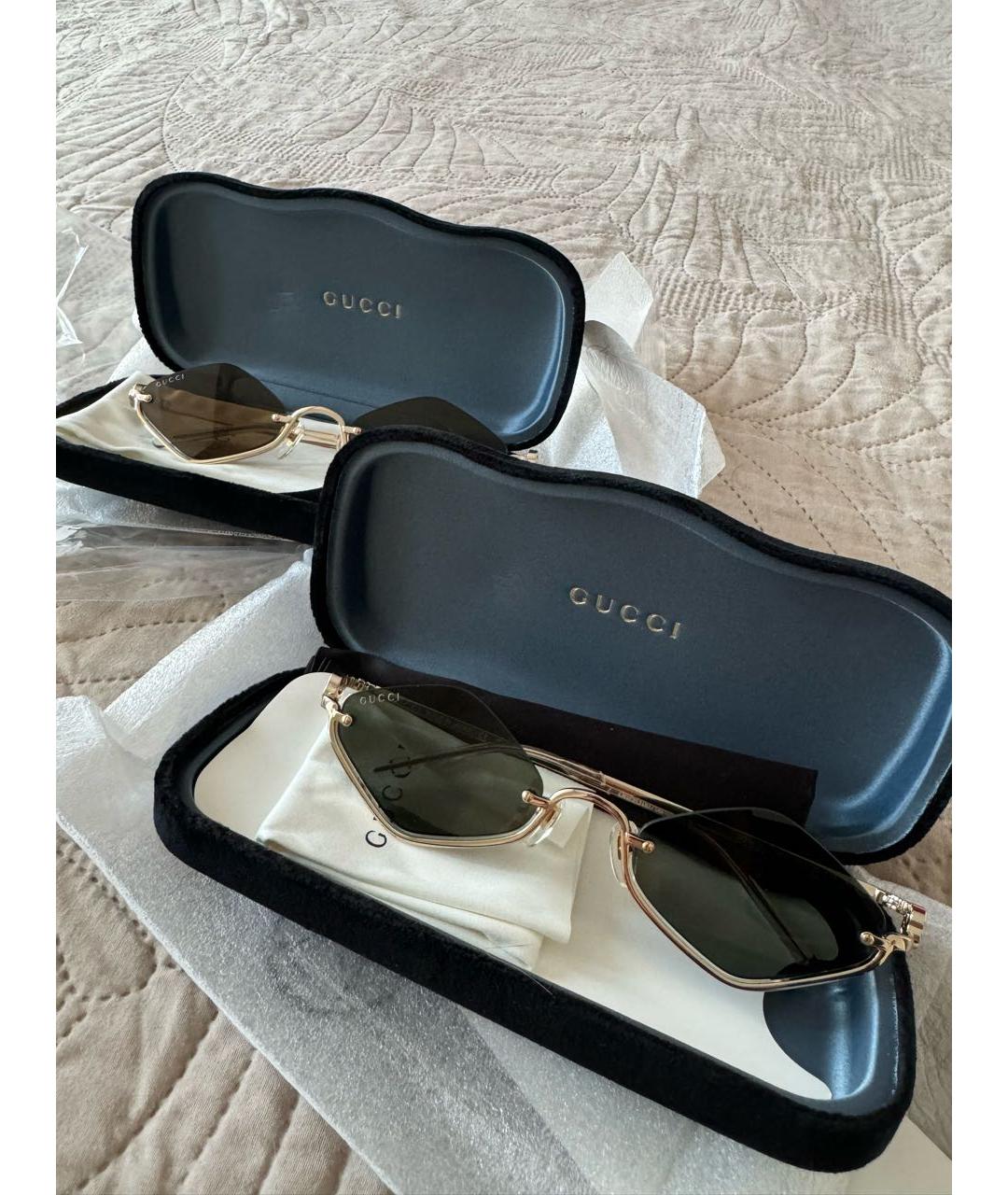 GUCCI Черные металлические солнцезащитные очки, фото 3