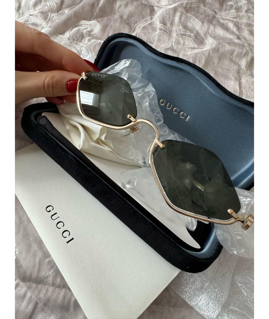 GUCCI Черные металлические солнцезащитные очки, фото 4