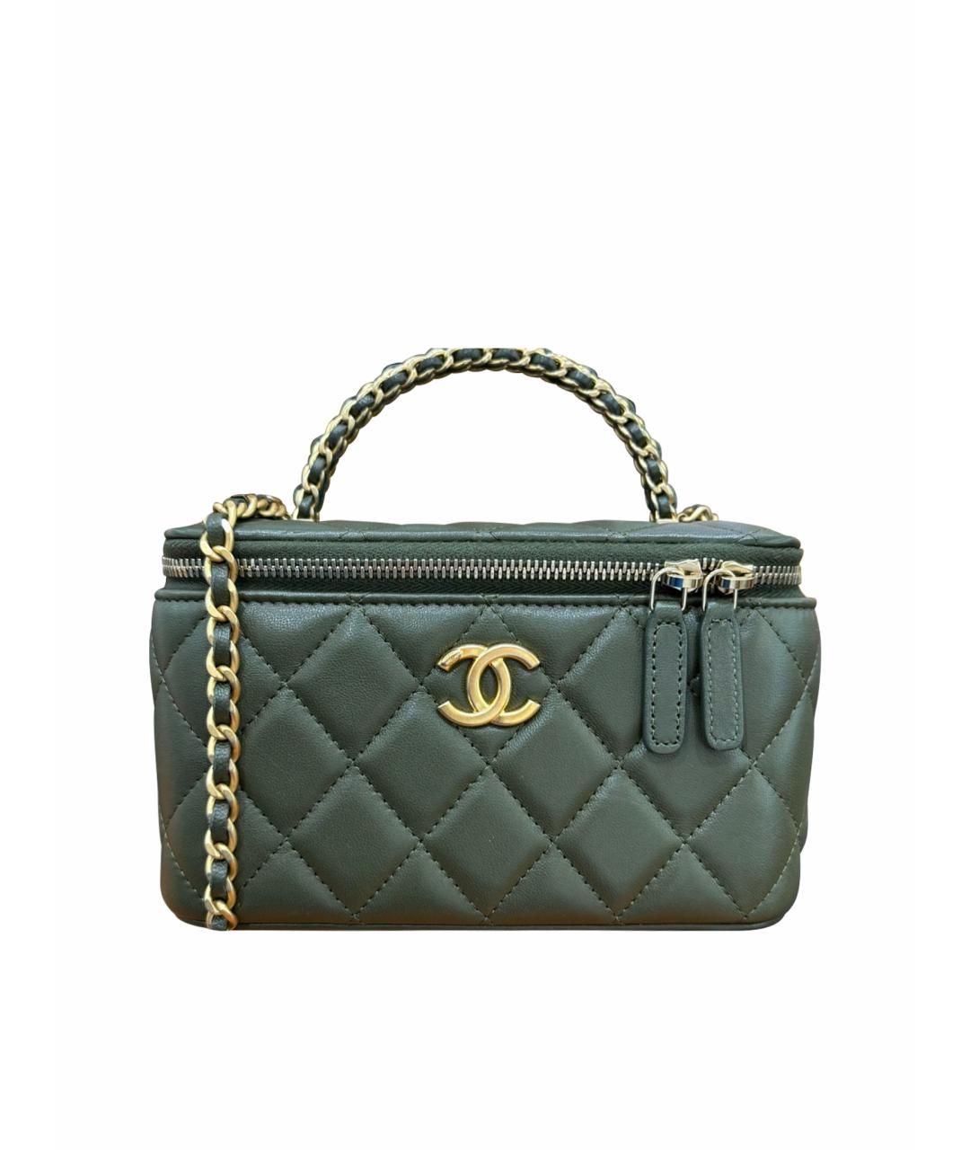 CHANEL Зеленая кожаная сумка с короткими ручками, фото 1