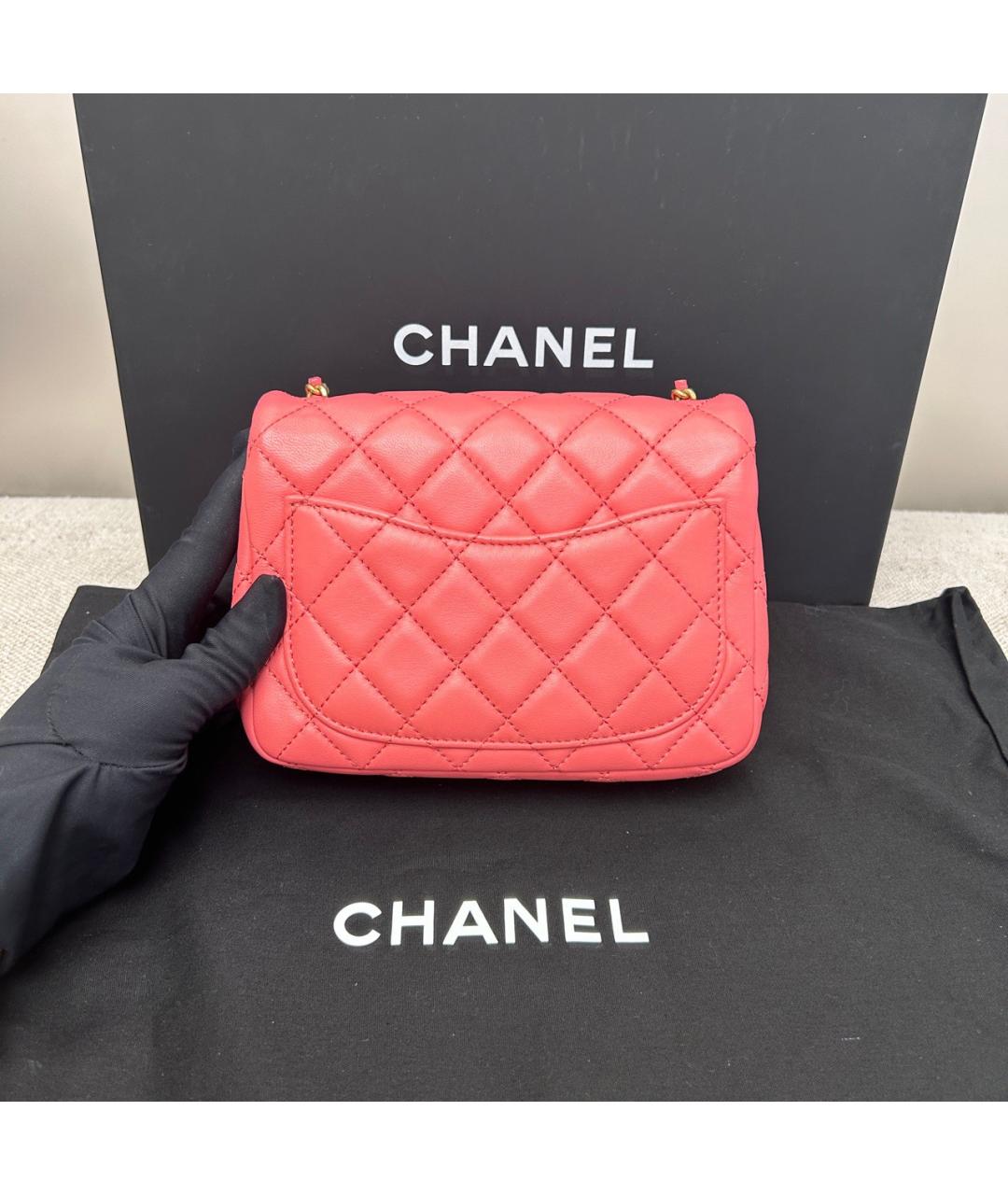 CHANEL Коралловая кожаная сумка через плечо, фото 2