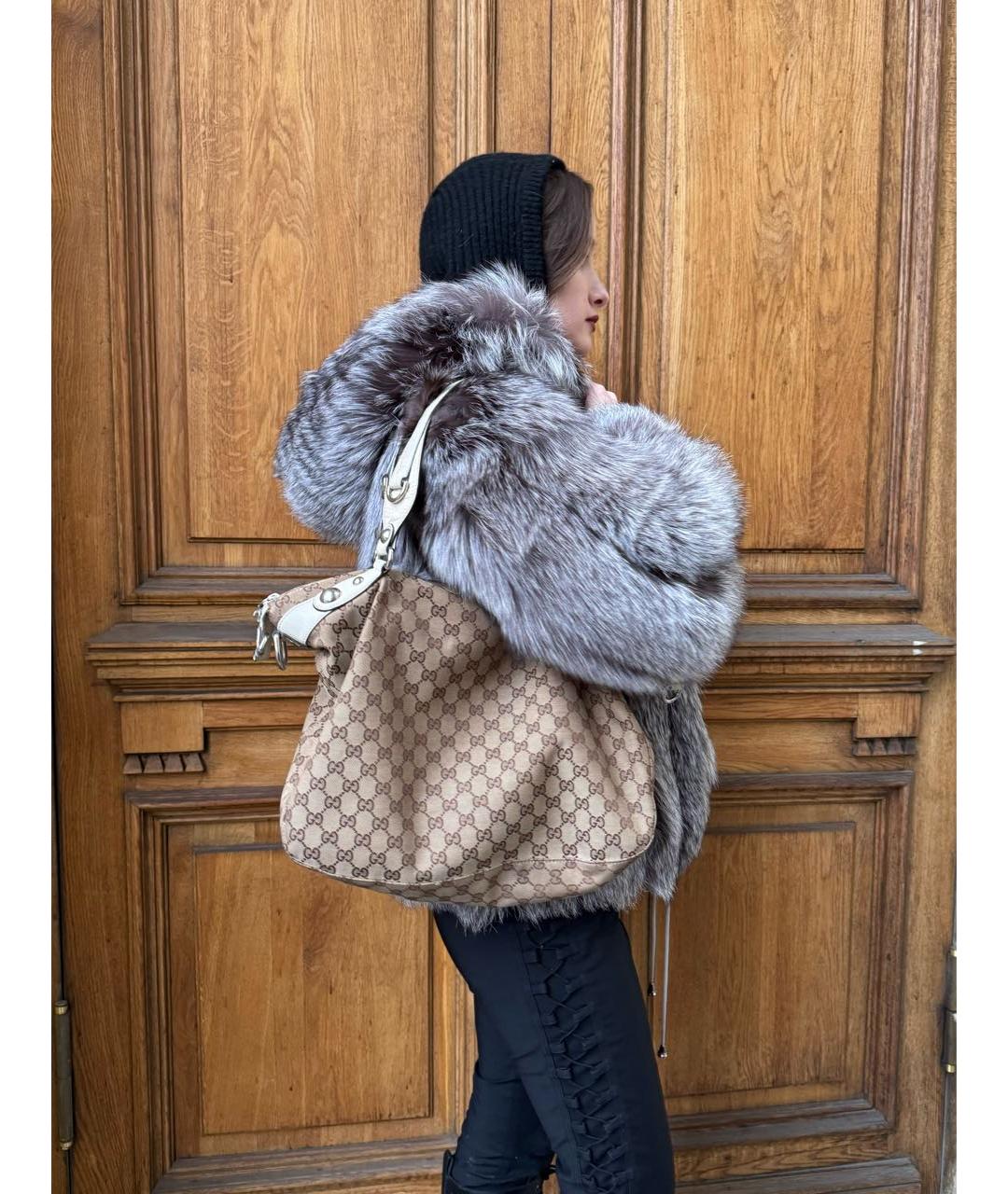 GUCCI Коричневая жаккардовая сумка тоут, фото 7