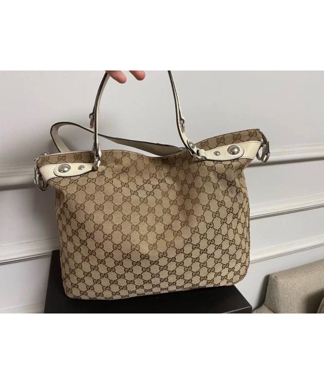 GUCCI Коричневая жаккардовая сумка тоут, фото 2