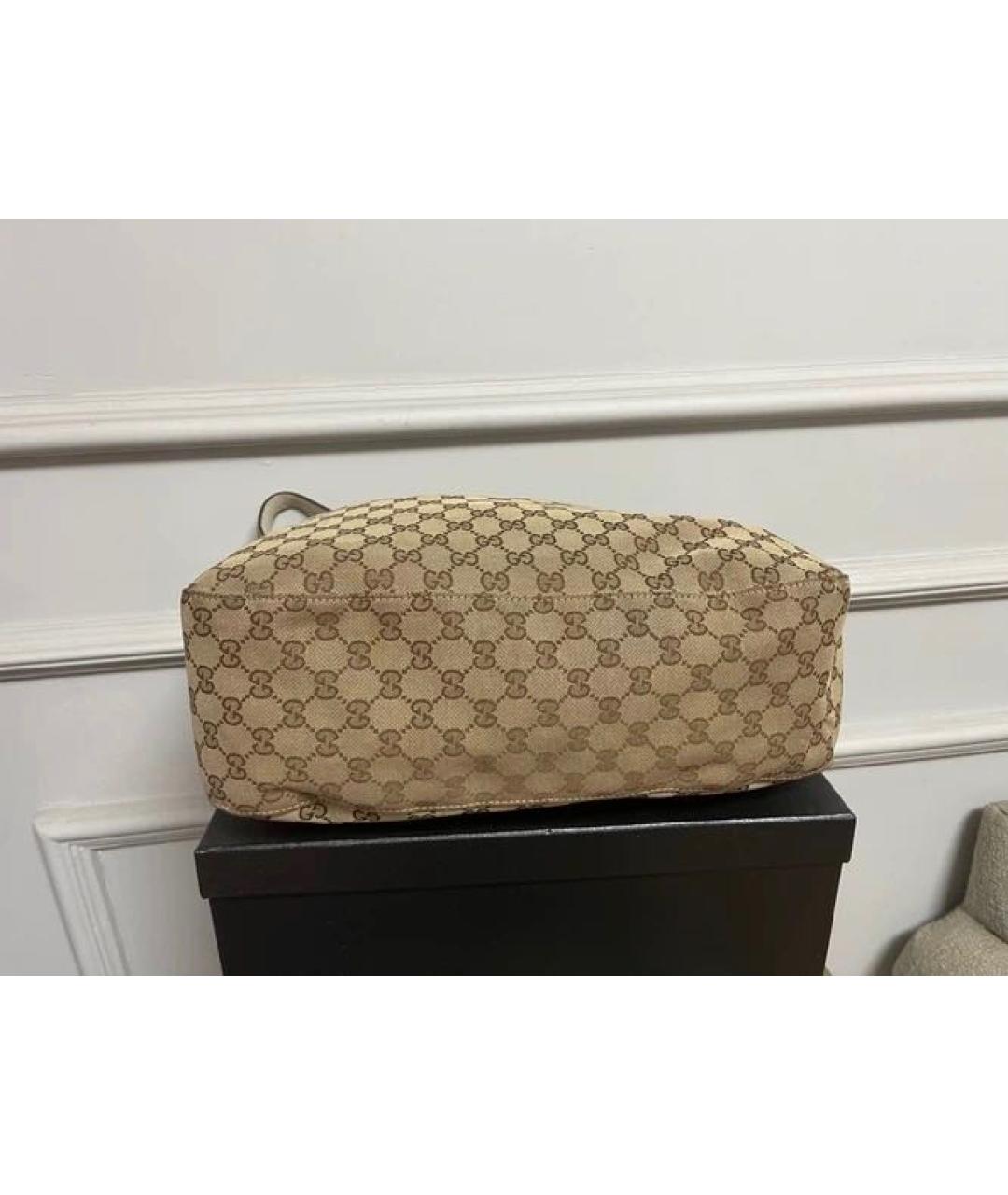 GUCCI Коричневая жаккардовая сумка тоут, фото 3