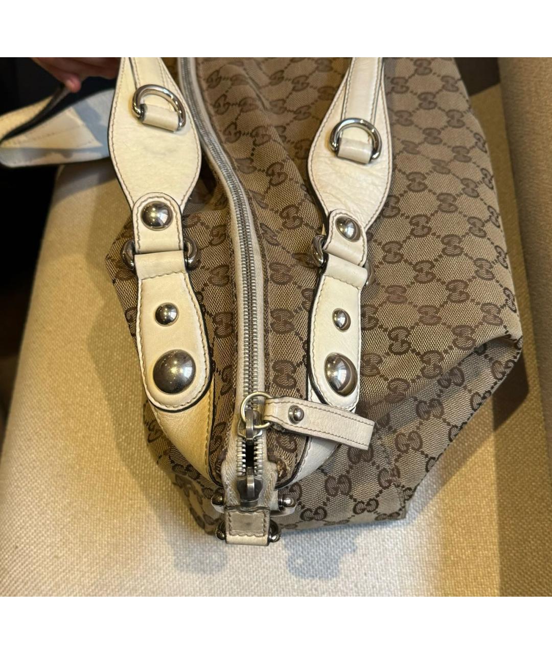 GUCCI Коричневая жаккардовая сумка тоут, фото 6