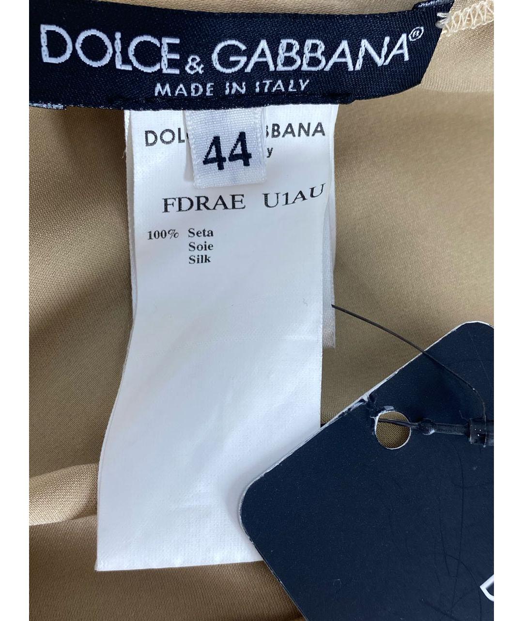 DOLCE&GABBANA Золотое шелковое коктейльное платье, фото 6