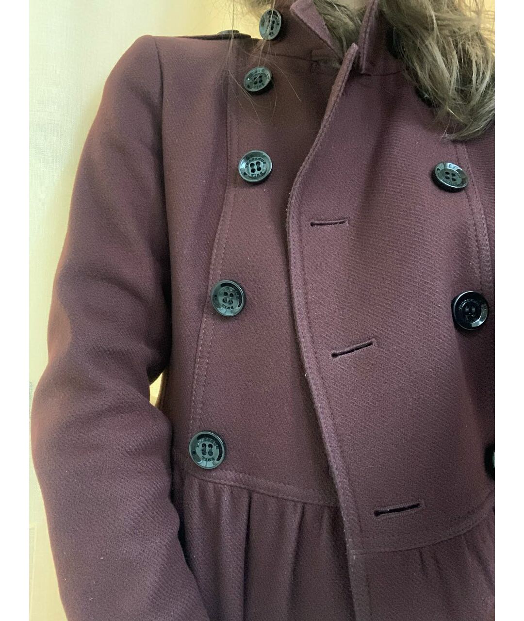 BURBERRY BRIT Бордовое шерстяное пальто, фото 6