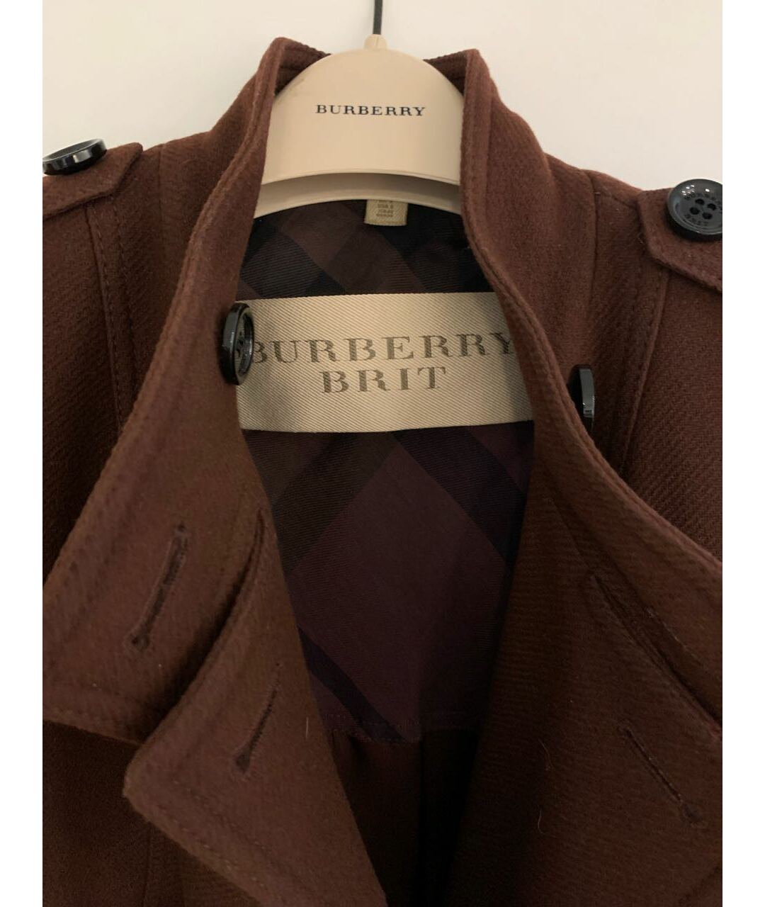 BURBERRY BRIT Бордовое шерстяное пальто, фото 3