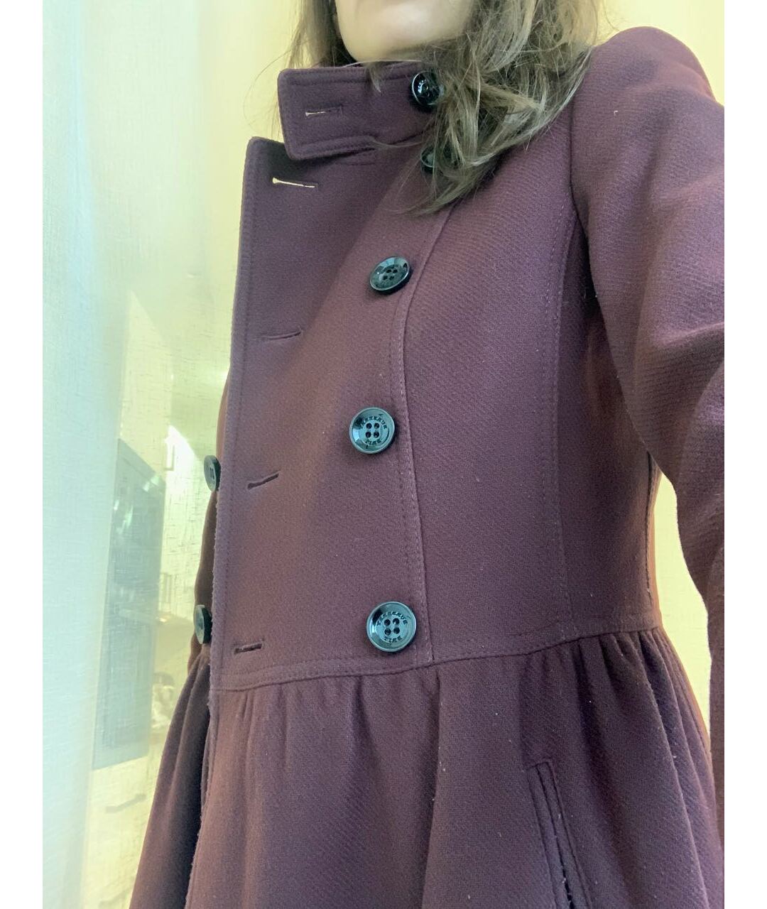 BURBERRY BRIT Бордовое шерстяное пальто, фото 5
