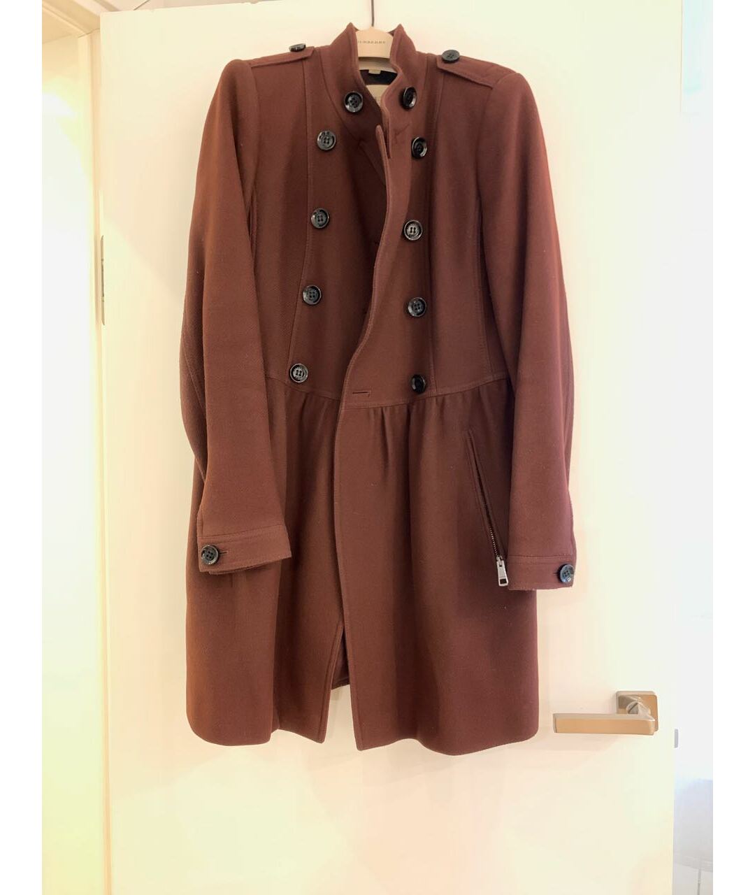 BURBERRY BRIT Бордовое шерстяное пальто, фото 8