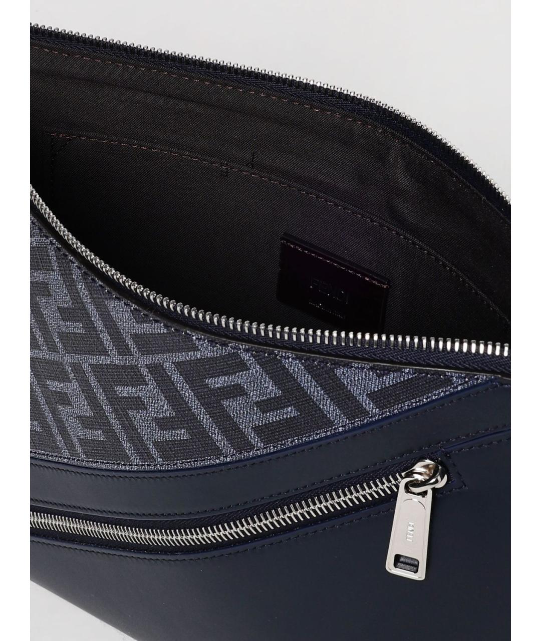 FENDI Темно-синяя кожаная папка для документов, фото 5