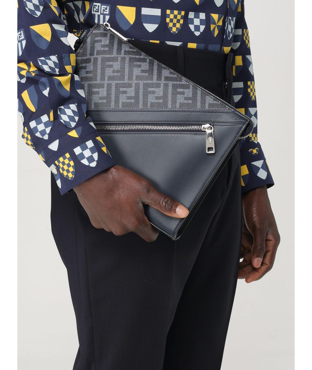 FENDI Темно-синяя кожаная папка для документов, фото 2