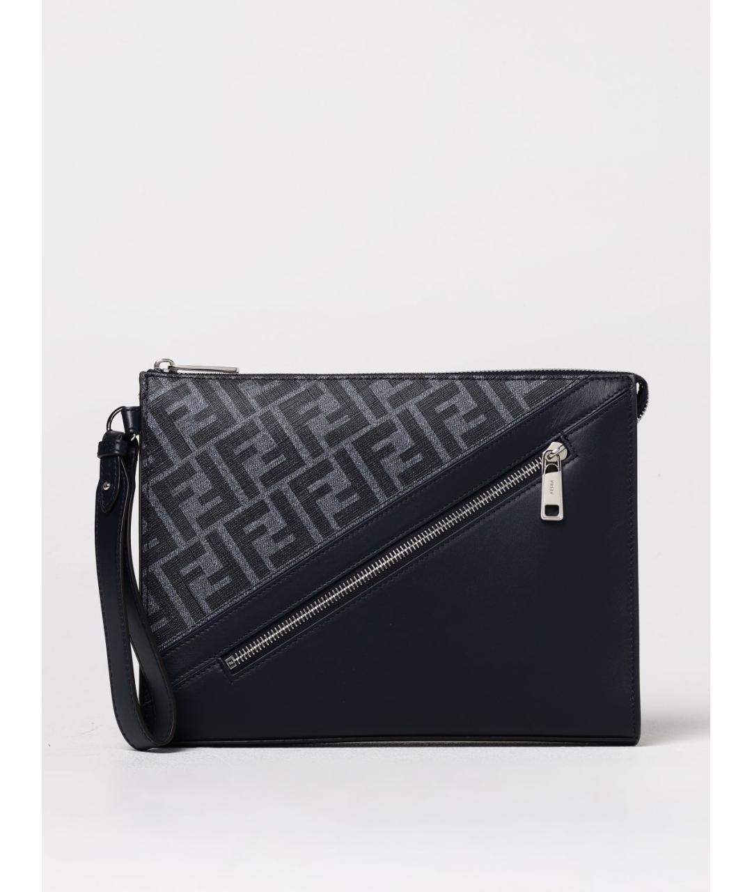 FENDI Темно-синяя кожаная папка для документов, фото 6