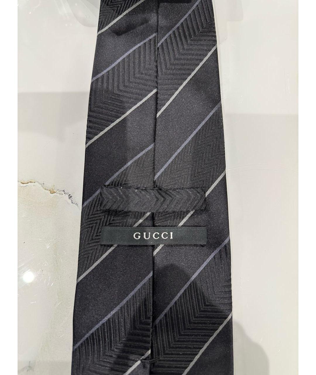 GUCCI Черный шелковый галстук, фото 3