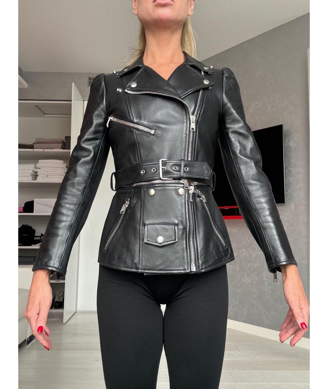 MCQ ALEXANDER MCQUEEN Черная кожаная куртка, фото 5