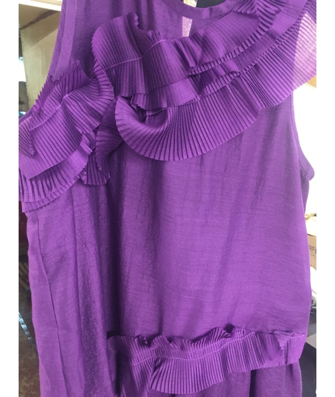 CARVEN Фиолетовое шелковое коктейльное платье, фото 7