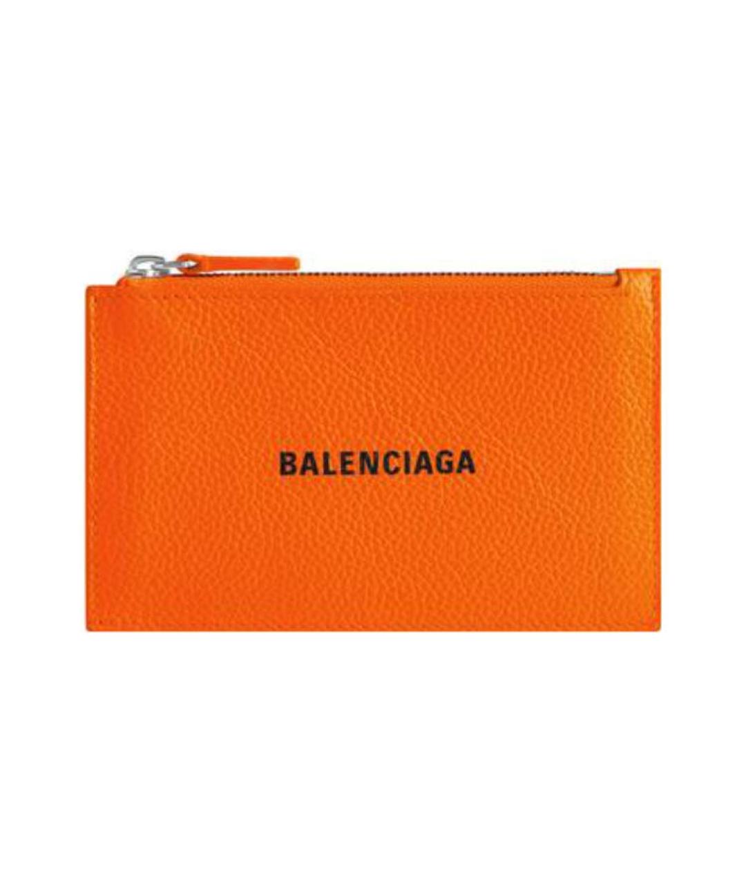 BALENCIAGA Оранжевый кожаный кардхолдер, фото 1