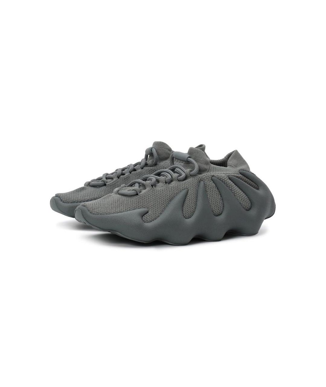 ADIDAS YEEZY Антрацитовые текстильные низкие кроссовки / кеды, фото 2