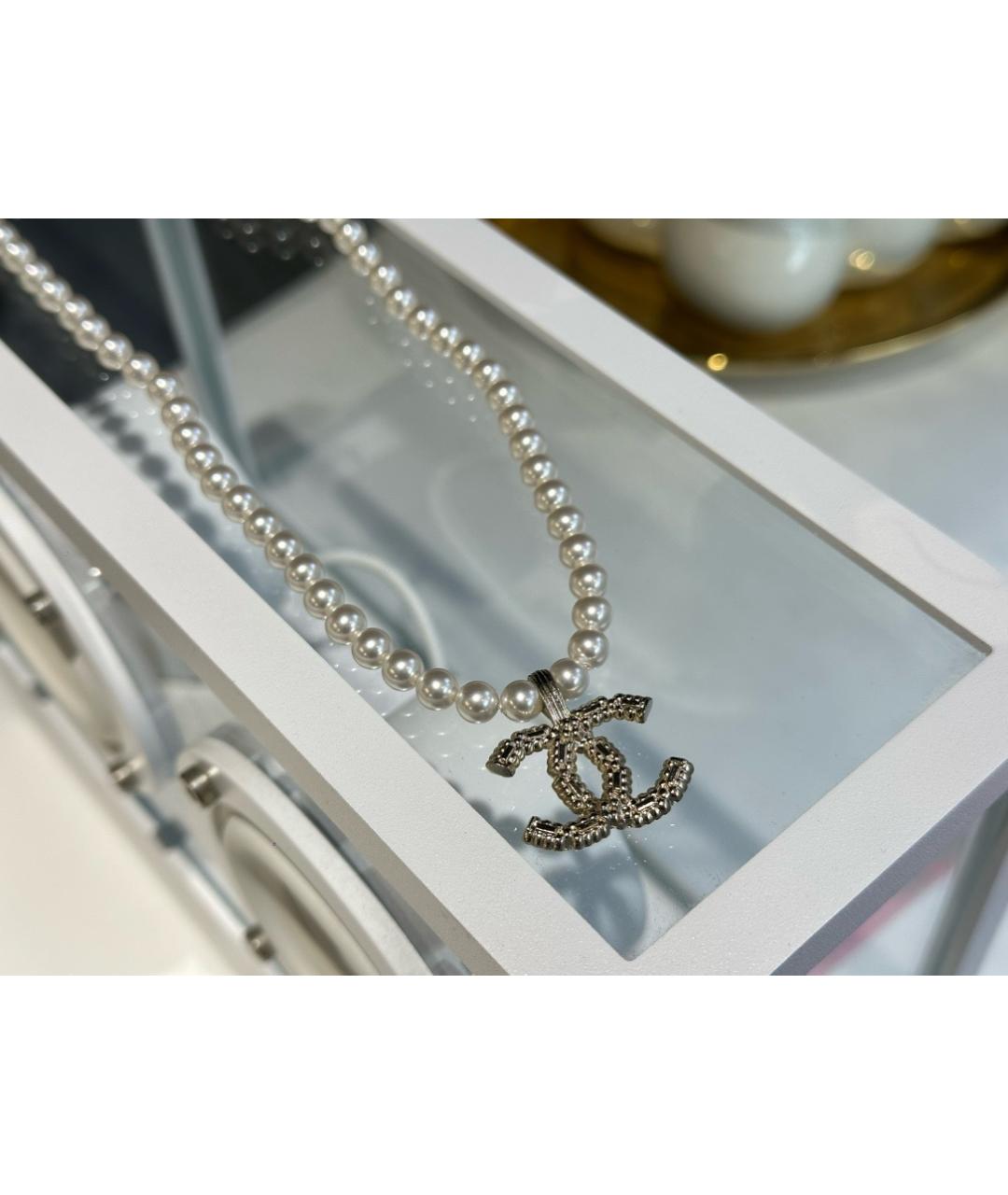 CHANEL Белое жемчужное колье, фото 3