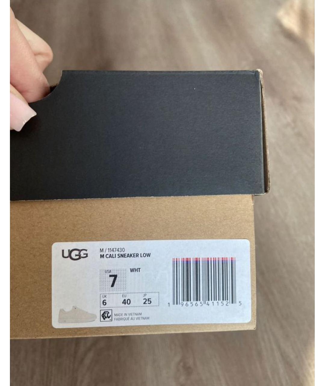 UGG AUSTRALIA Белые кожаные низкие кроссовки / кеды, фото 6