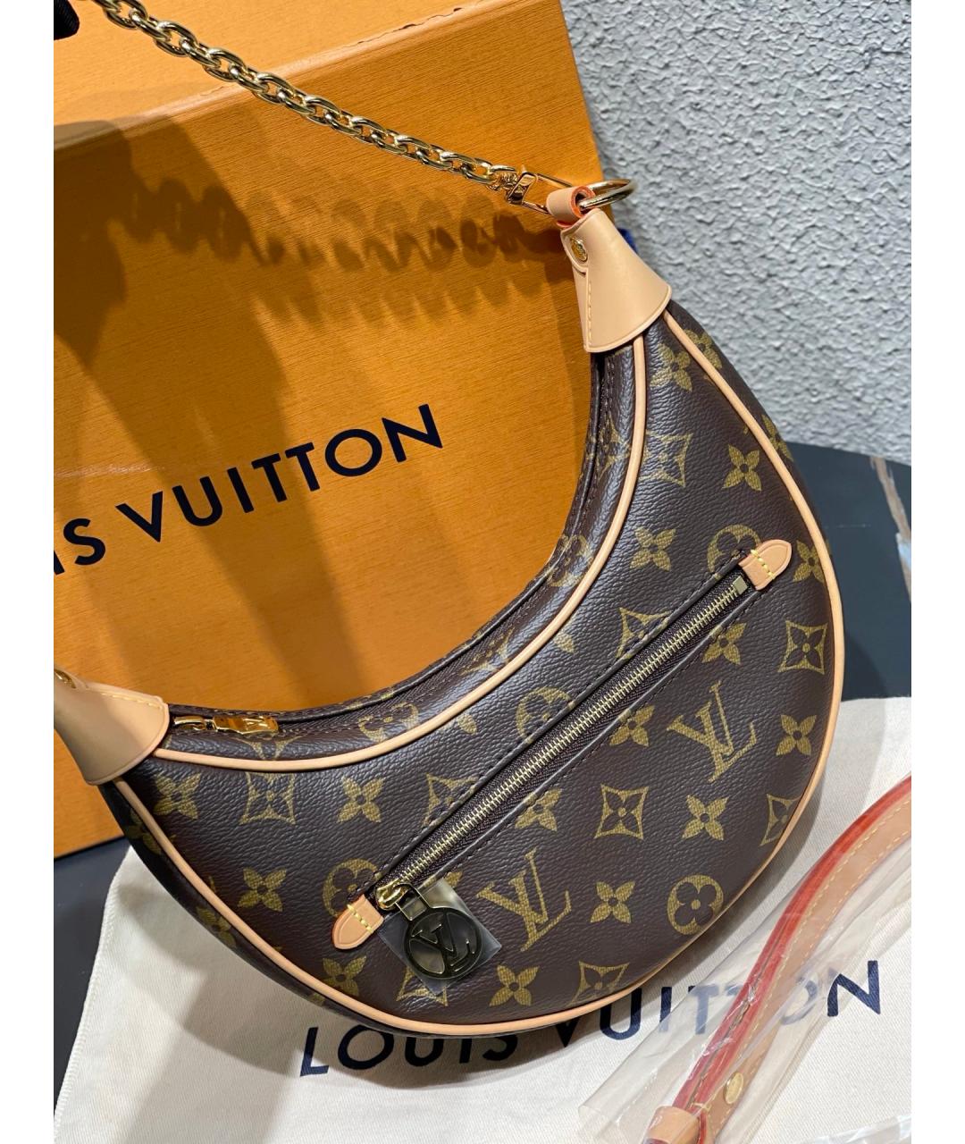 LOUIS VUITTON Коричневая кожаная сумка через плечо, фото 7