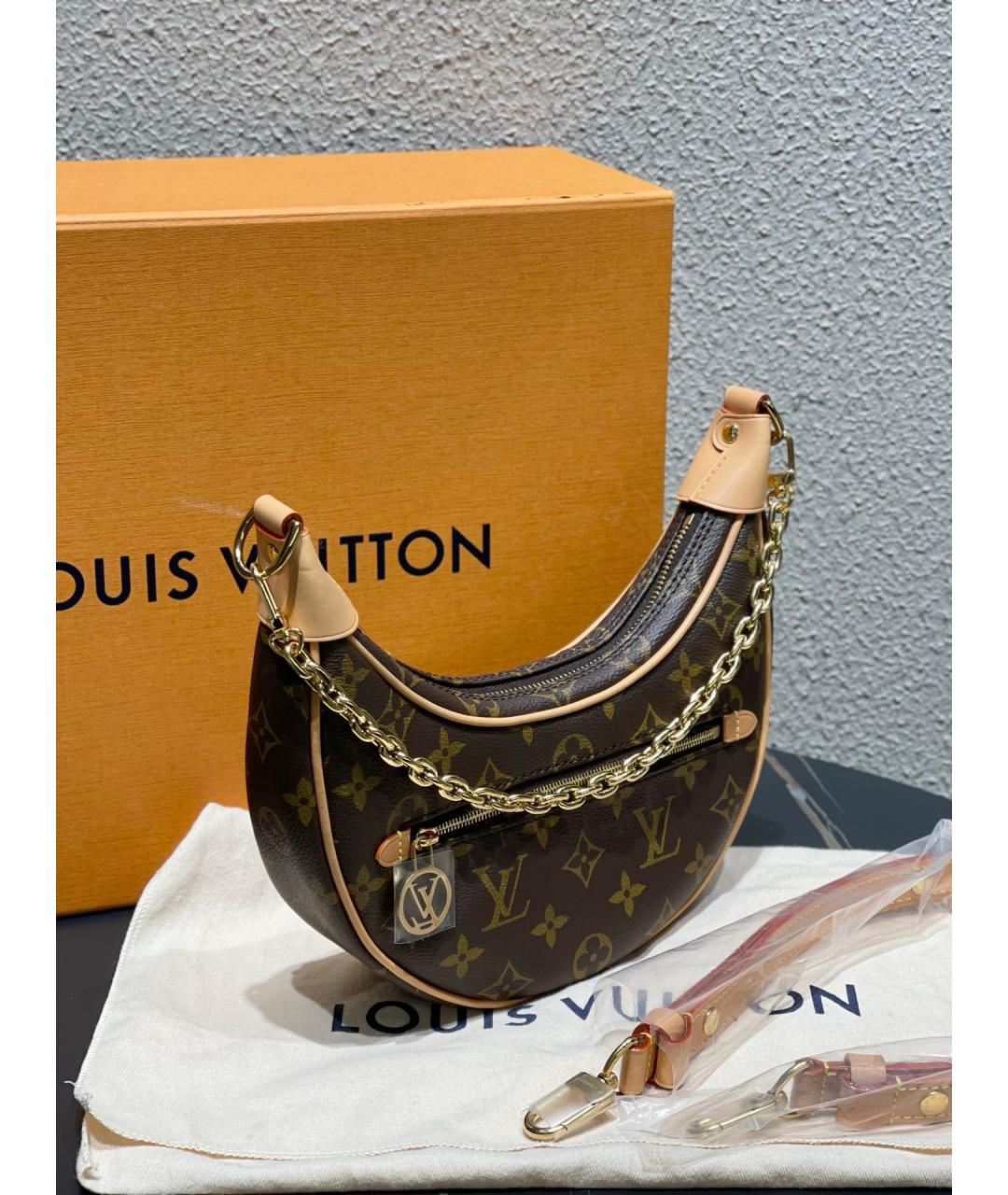 LOUIS VUITTON Коричневая кожаная сумка через плечо, фото 2