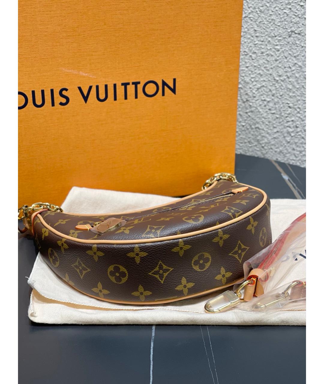 LOUIS VUITTON Коричневая кожаная сумка через плечо, фото 5