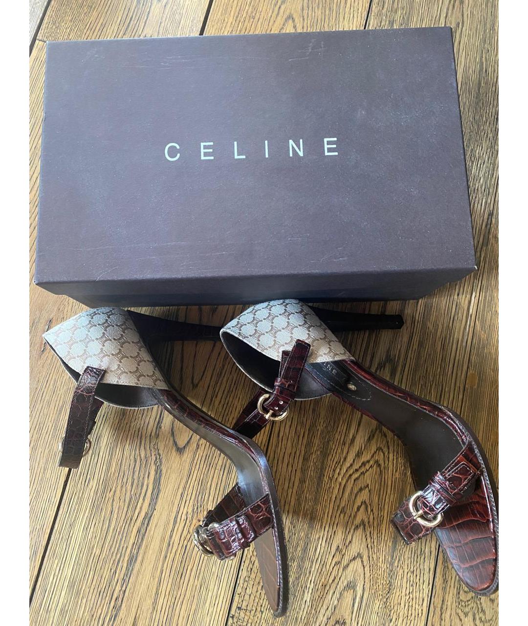 CELINE Коричневые кожаные босоножки, фото 7