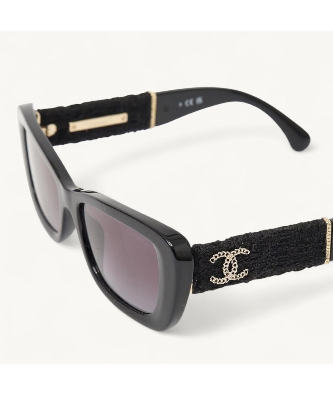 CHANEL Черные пластиковые солнцезащитные очки, фото 4
