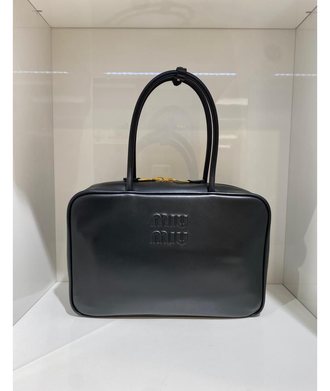 MIU MIU Черная кожаная сумка тоут, фото 3
