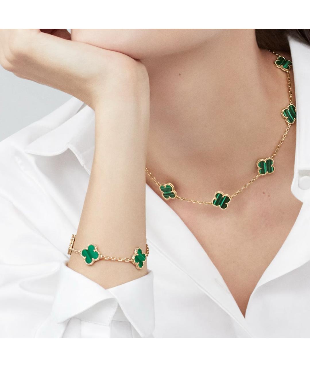 VAN CLEEF & ARPELS Зеленый браслет из желтого золота, фото 2