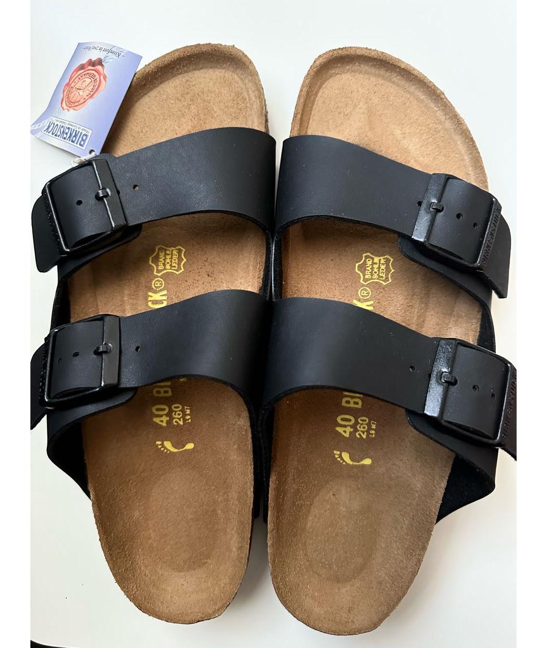 BIRKENSTOCK Черные сандалии из искусственной кожи, фото 3