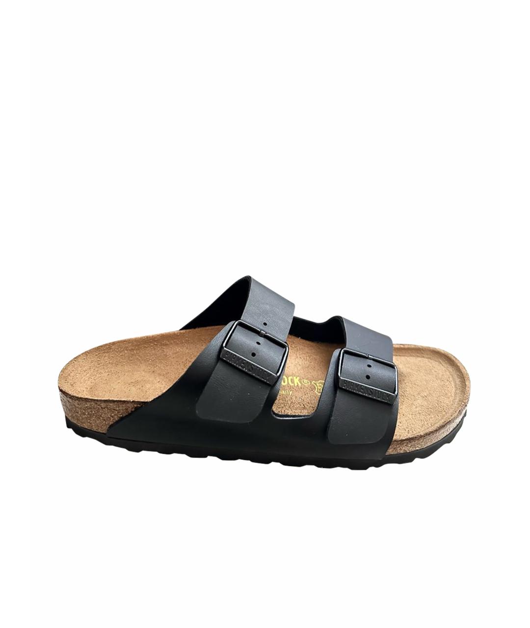 BIRKENSTOCK Черные сандалии из искусственной кожи, фото 1