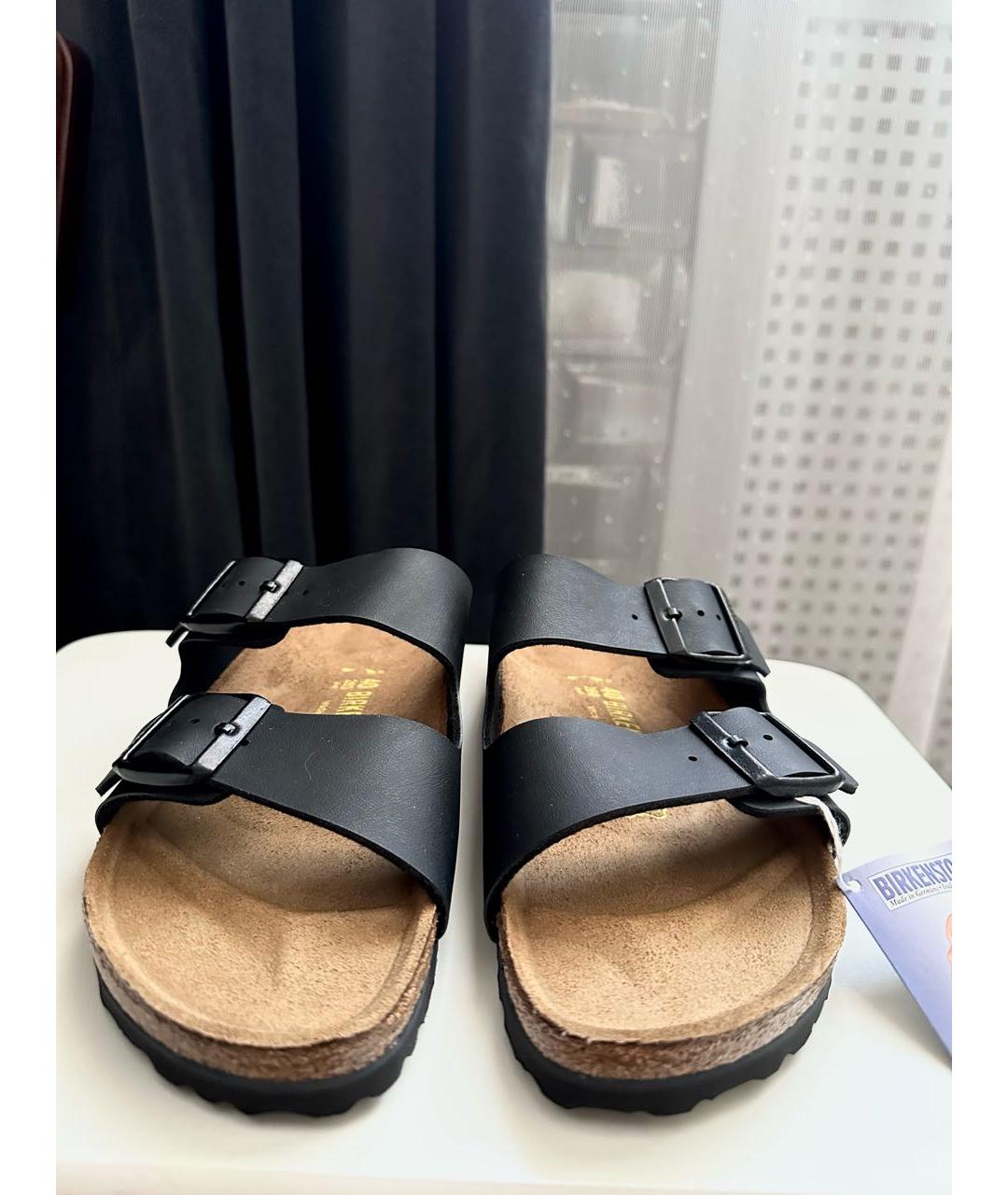 BIRKENSTOCK Черные сандалии из искусственной кожи, фото 2