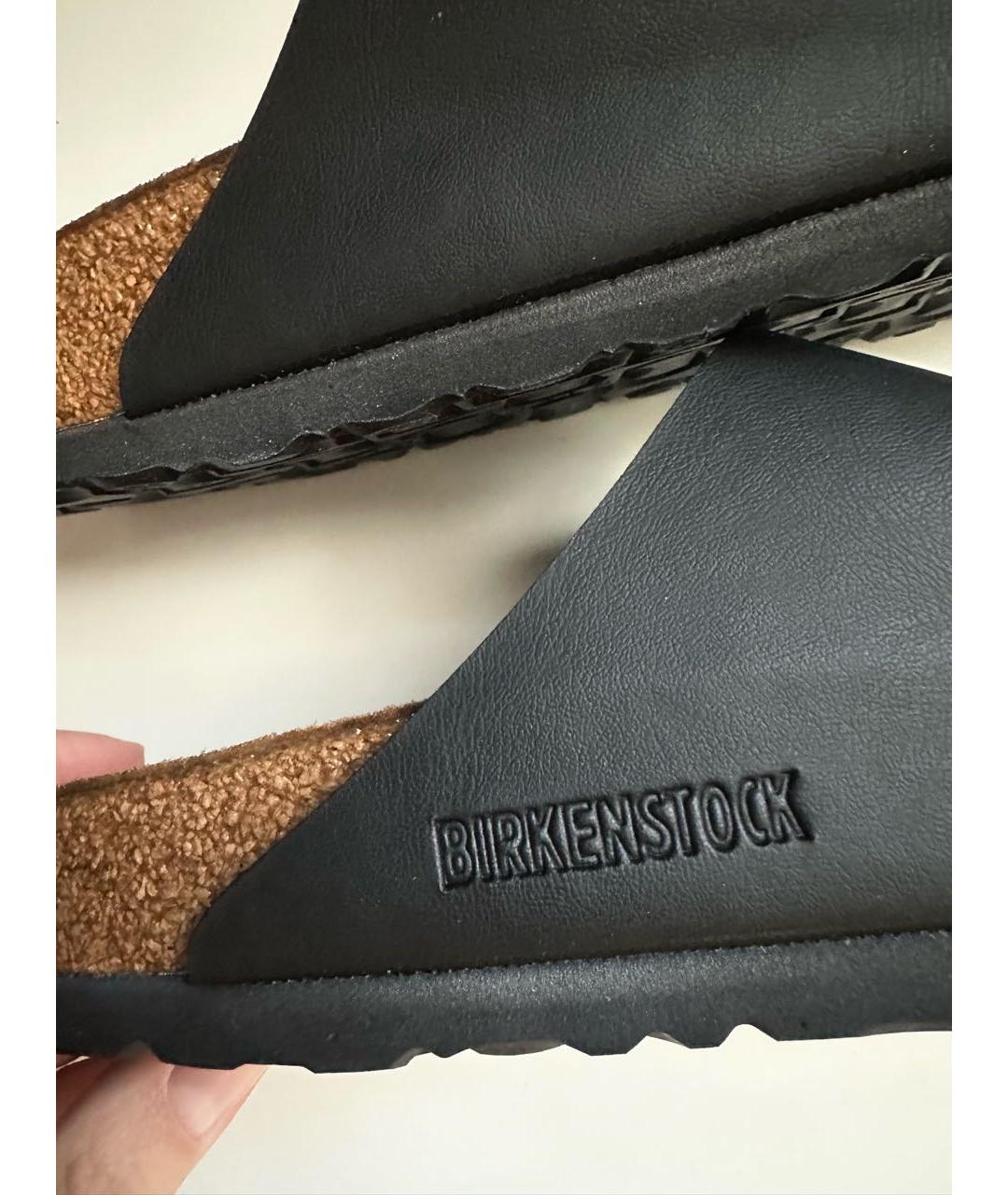 BIRKENSTOCK Черные сандалии из искусственной кожи, фото 4