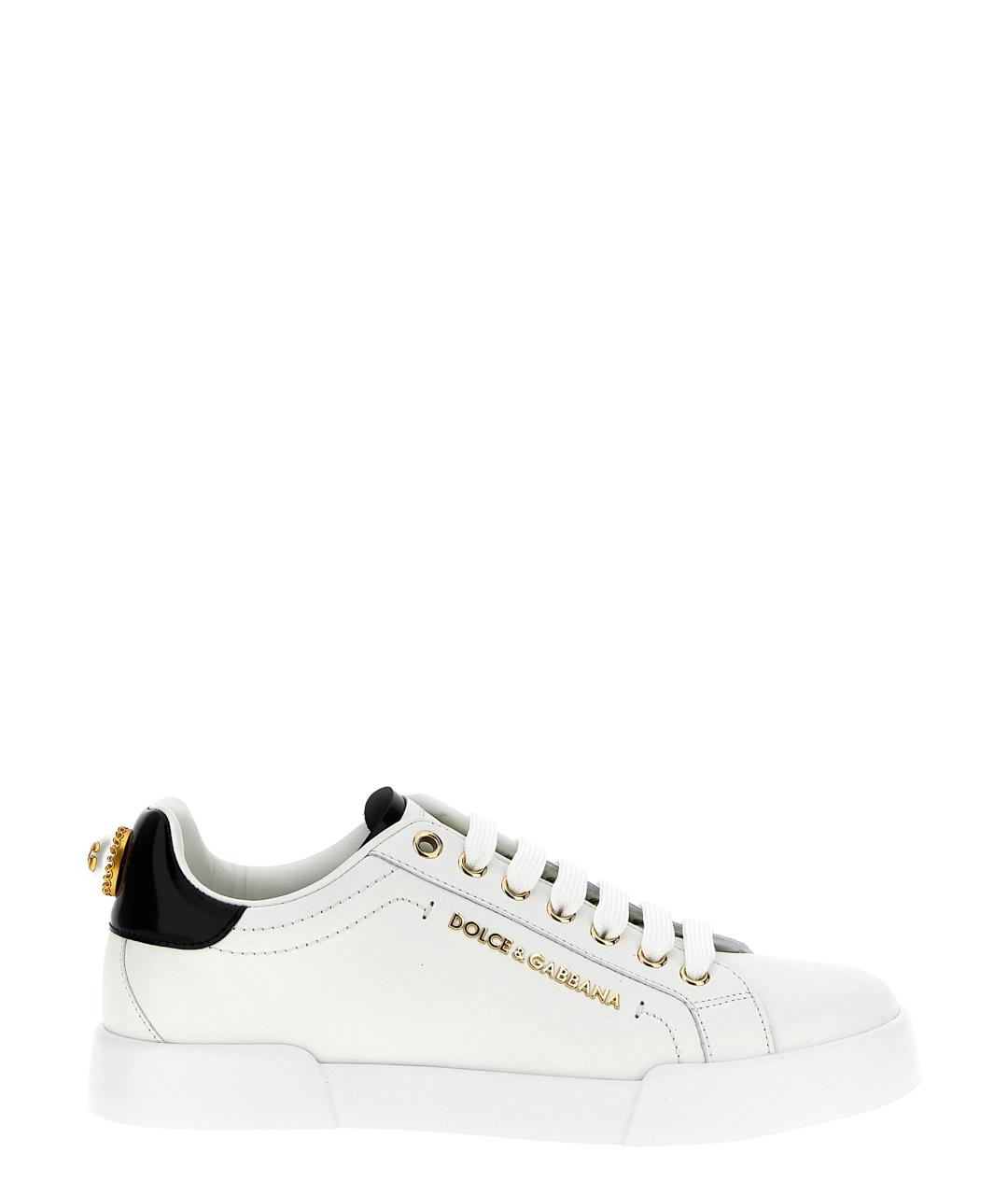 DOLCE&GABBANA Белые кожаные кеды, фото 1