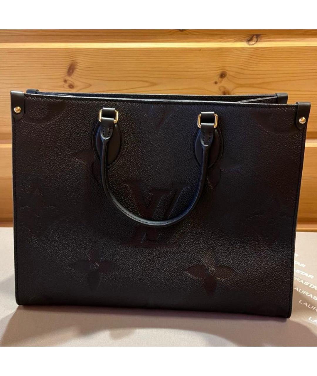 LOUIS VUITTON Черная кожаная сумка тоут, фото 7
