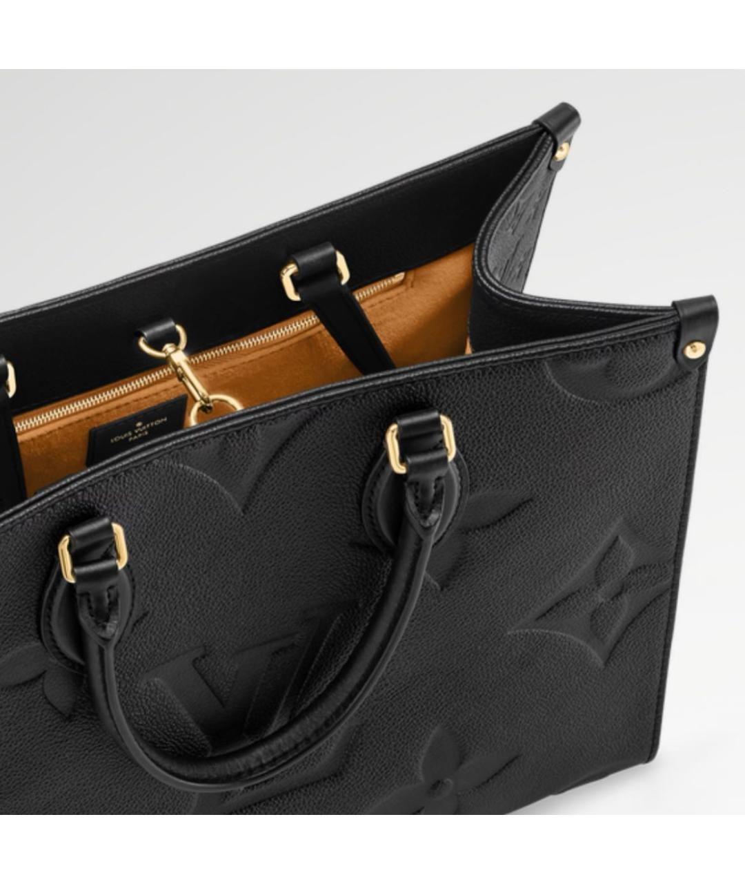 LOUIS VUITTON Черная кожаная сумка тоут, фото 3