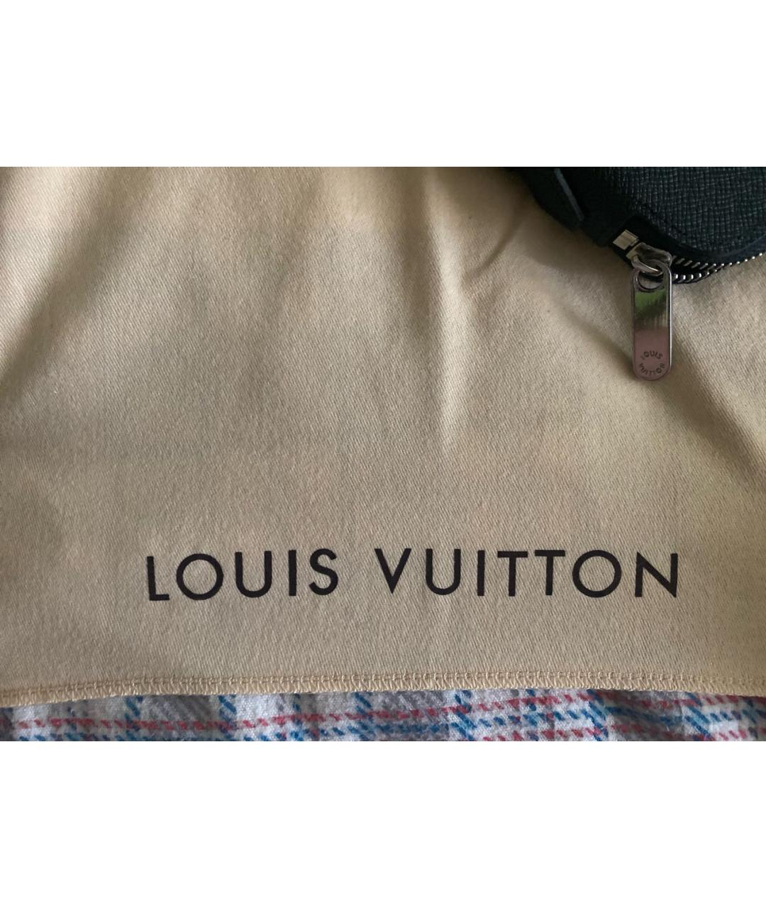 LOUIS VUITTON Черный кожаный кошелек, фото 7