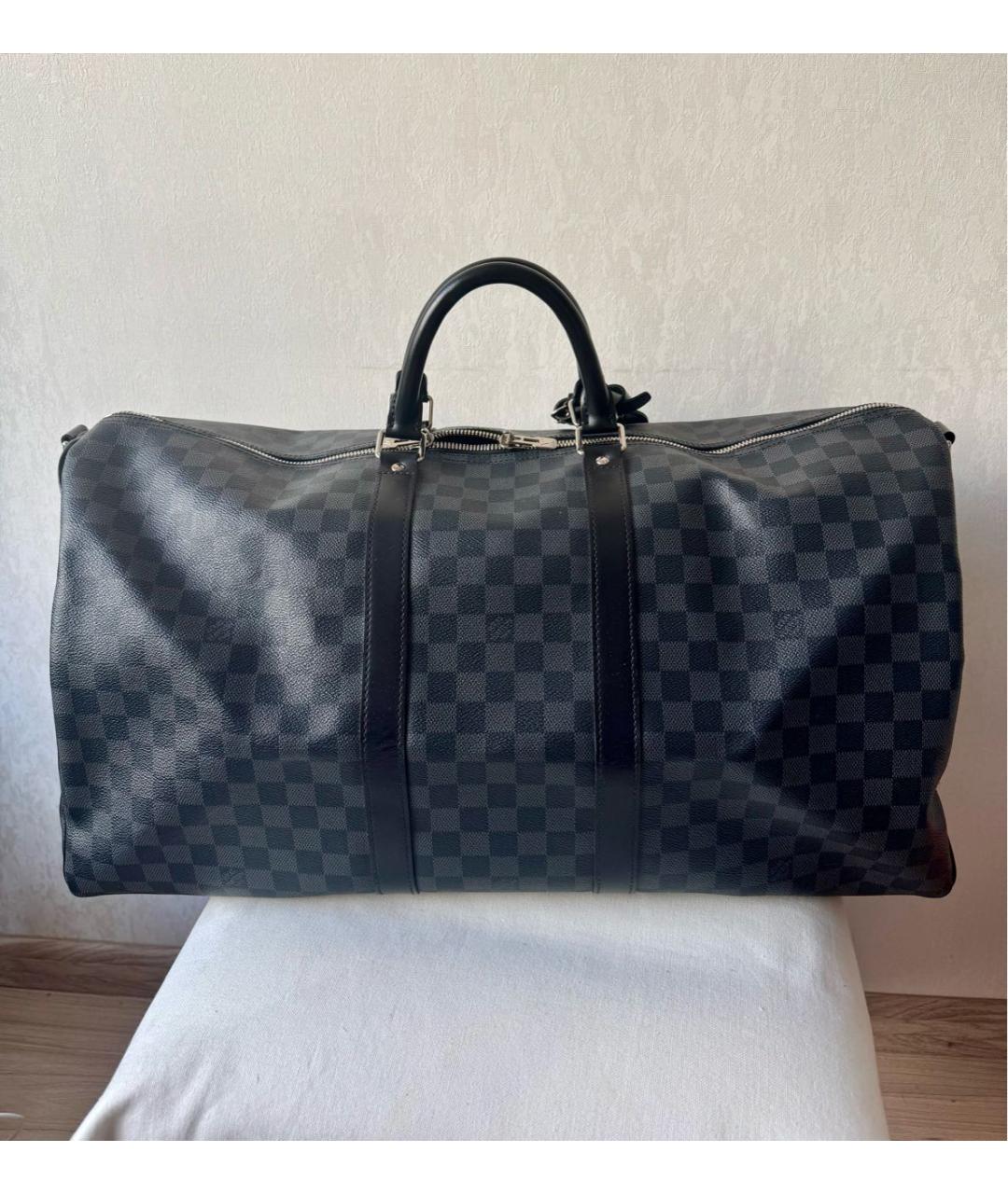 LOUIS VUITTON Антрацитовая дорожная/спортивная сумка, фото 2